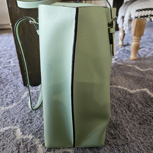 Coach Leather Tote — Mint Exterior with Pink Interior - Picture 9 of 10